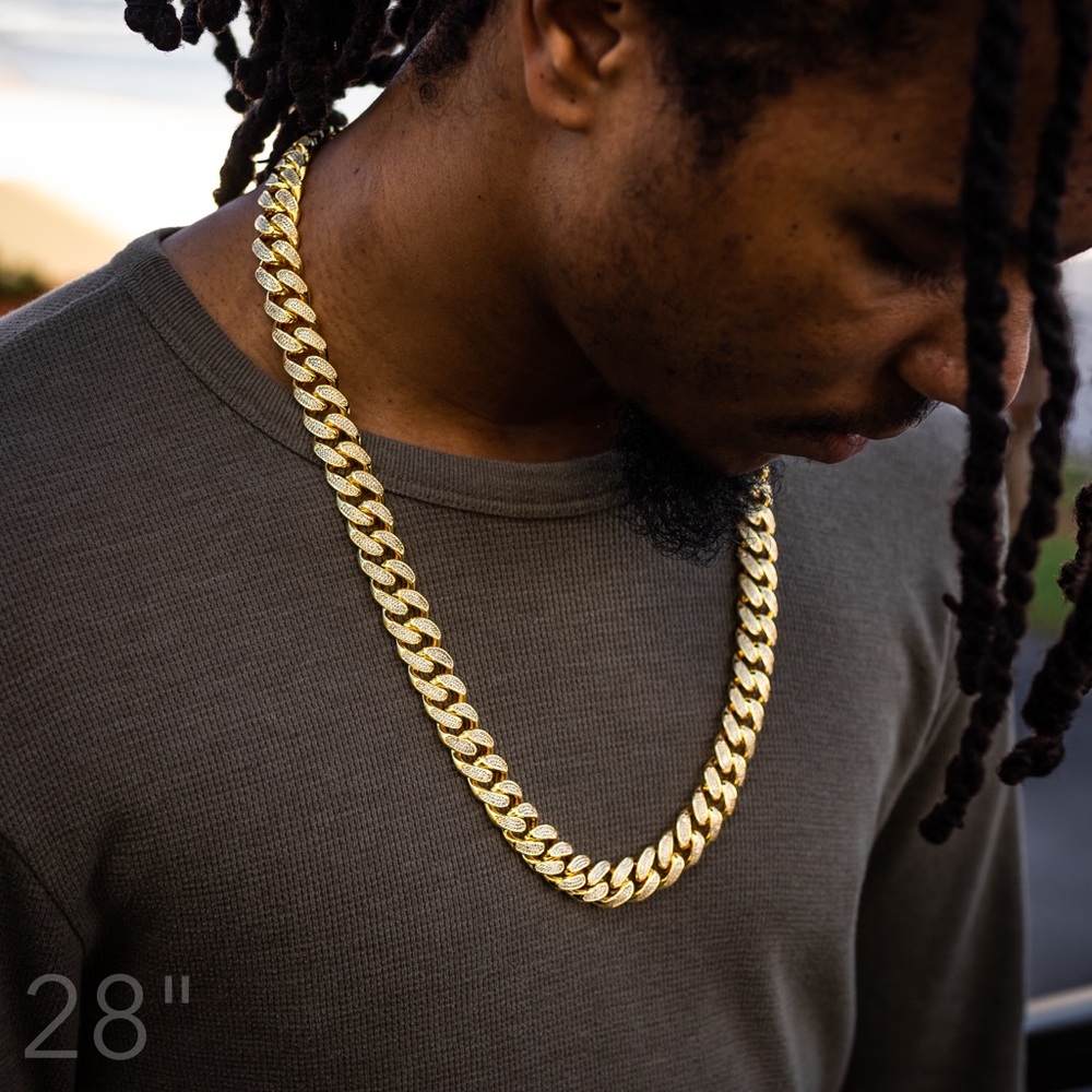18k Iced Out 15mm Cuban Chain